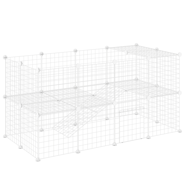 PawHut DIY 36 Panel Pet Playpen Metal Wire Fence for Chinchilla, Hedgehog, Bunny, Indoor, Outdoor Use, White - image 1
