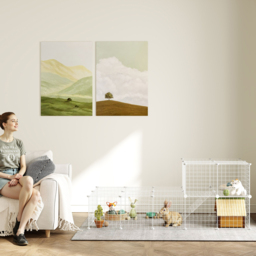 PawHut DIY 36 Panel Pet Playpen Metal Wire Fence for Chinchilla, Hedgehog, Bunny, Indoor, Outdoor Use, White - thumbnail 7