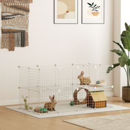 PawHut DIY 36 Panel Pet Playpen Metal Wire Fence for Chinchilla, Hedgehog, Bunny, Indoor, Outdoor Use, White - thumbnail 2