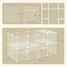 PawHut DIY 36 Panel Pet Playpen Metal Wire Fence for Chinchilla, Hedgehog, Bunny, Indoor, Outdoor Use, White - thumbnail 3