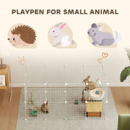 PawHut DIY 36 Panel Pet Playpen Metal Wire Fence for Chinchilla, Hedgehog, Bunny, Indoor, Outdoor Use, White - thumbnail 5