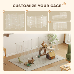 PawHut DIY 36 Panel Pet Playpen Metal Wire Fence for Chinchilla, Hedgehog, Bunny, Indoor, Outdoor Use, White - thumbnail 4