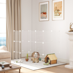 PawHut DIY 36 Panel Pet Playpen Metal Wire Fence for Chinchilla, Hedgehog, Bunny, Indoor, Outdoor Use, White - thumbnail 8