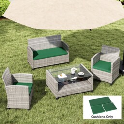 Outsunny Outdoor Seat Cushion Pads for Rattan Furniture, 3 PCs Garden Furniture Cushions, Green - thumbnail 2