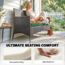 Outsunny Outdoor Seat Cushion Pads for Rattan Furniture, 3 PCs Garden Furniture Cushions, Green - thumbnail 6