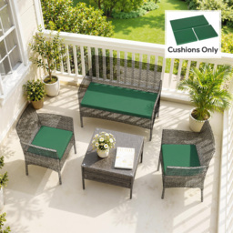 Outsunny Outdoor Seat Cushion Pads for Rattan Furniture, 3 PCs Garden Furniture Cushions, Green - thumbnail 9