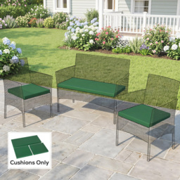 Outsunny Outdoor Seat Cushion Pads for Rattan Furniture, 3 PCs Garden Furniture Cushions, Green - thumbnail 8