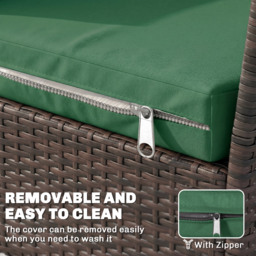 Outsunny Outdoor Seat Cushion Pads for Rattan Furniture, 3 PCs Garden Furniture Cushions, Green - thumbnail 7