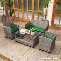 Outsunny Outdoor Seat Cushion Pads for Rattan Furniture, 3 PCs Garden Furniture Cushions, Green - thumbnail 9