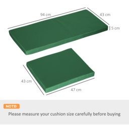 Outsunny Outdoor Seat Cushion Pads for Rattan Furniture, 3 PCs Garden Furniture Cushions, Green - thumbnail 3