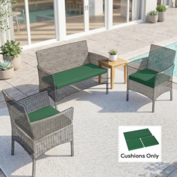 Outsunny Outdoor Seat Cushion Pads for Rattan Furniture, 3 PCs Garden Furniture Cushions, Green - thumbnail 2