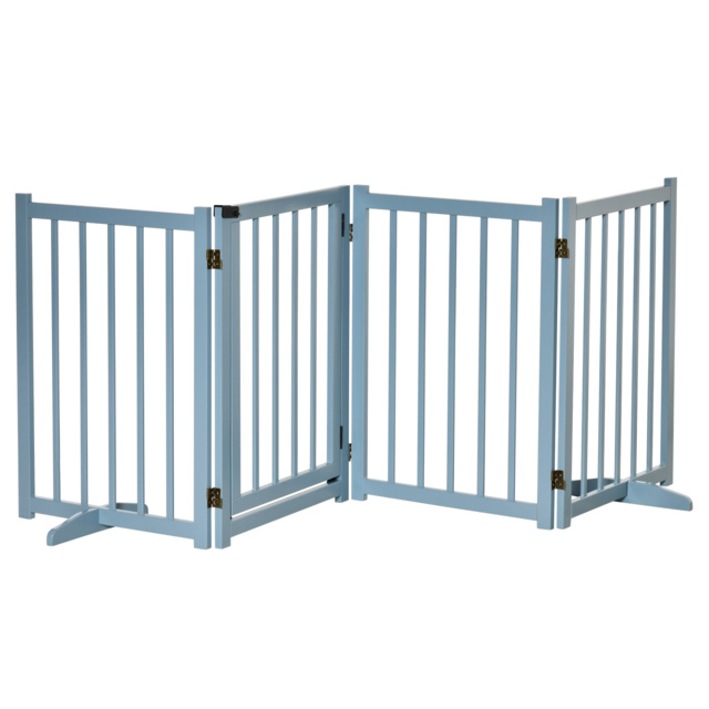 PawHut Pet Gate for Small & Medium Dogs, Freestanding Wooden Foldable Dog Safety Barrier w/ 4 Panels, 2 Support Feet for Doorways, Stairs - Aosom UK - image 1