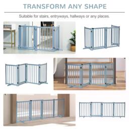 PawHut Pet Gate for Small & Medium Dogs, Freestanding Wooden Foldable Dog Safety Barrier w/ 4 Panels, 2 Support Feet for Doorways, Stairs - Aosom UK - thumbnail 4