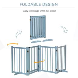 PawHut Pet Gate for Small & Medium Dogs, Freestanding Wooden Foldable Dog Safety Barrier w/ 4 Panels, 2 Support Feet for Doorways, Stairs - Aosom UK - thumbnail 5