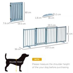 PawHut Pet Gate for Small & Medium Dogs, Freestanding Wooden Foldable Dog Safety Barrier w/ 4 Panels, 2 Support Feet for Doorways, Stairs - Aosom UK - thumbnail 3