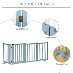 PawHut Pet Gate for Small & Medium Dogs, Freestanding Wooden Foldable Dog Safety Barrier w/ 4 Panels, 2 Support Feet for Doorways, Stairs - Aosom UK - thumbnail 6