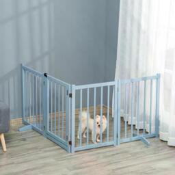 PawHut Pet Gate for Small & Medium Dogs, Freestanding Wooden Foldable Dog Safety Barrier w/ 4 Panels, 2 Support Feet for Doorways, Stairs - Aosom UK - thumbnail 9