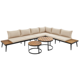 Modular Garden Sofa Set with Washable Zip-Off Cushion Covers, Versatile Garden Lounge Set for Patio, 160L × 64W × 75H cm, Gray - Aosom UK - thumbnail 2