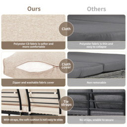Modular Garden Sofa Set with Washable Zip-Off Cushion Covers, Versatile Garden Lounge Set for Patio, 160L × 64W × 75H cm, Gray - Aosom UK - thumbnail 7