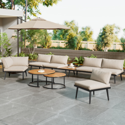 Modular Garden Sofa Set with Washable Zip-Off Cushion Covers, Versatile Garden Lounge Set for Patio, 160L × 64W × 75H cm, Gray - Aosom UK - thumbnail 4