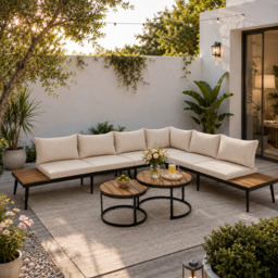 Modular Garden Sofa Set with Washable Zip-Off Cushion Covers, Versatile Garden Lounge Set for Patio, 160L × 64W × 75H cm, Gray - Aosom UK - thumbnail 1