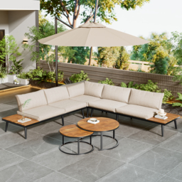 Modular Garden Sofa Set with Washable Zip-Off Cushion Covers, Versatile Garden Lounge Set for Patio, 160L × 64W × 75H cm, Gray - Aosom UK - thumbnail 5
