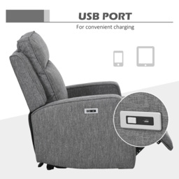HOMCOM 150° Electric Reclining Chair, Armchair with Adjustable Leg Rest, USB Port, Charcoal Grey - Aosom UK - thumbnail 8