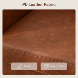 HOMCOM Faux Leather Marble-Effect Two-Seater Sofa - Brown - thumbnail 7