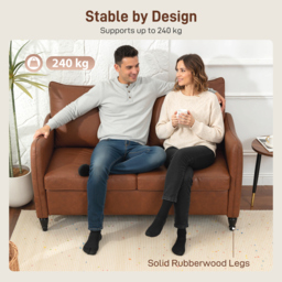 HOMCOM Faux Leather Marble-Effect Two-Seater Sofa - Brown - thumbnail 5