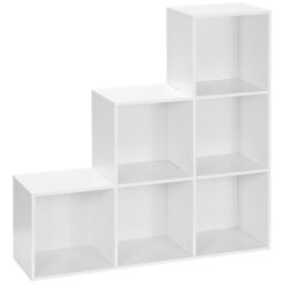 HOMCOM 3-Tier 6 Cube Shelving Unit: Organised Storage Solution for Home & Office, Pristine White - Aosom UK - thumbnail 1