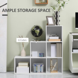 HOMCOM 3-Tier 6 Cube Shelving Unit: Organised Storage Solution for Home & Office, Pristine White - Aosom UK - thumbnail 4