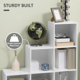 HOMCOM 3-Tier 6 Cube Shelving Unit: Organised Storage Solution for Home & Office, Pristine White - Aosom UK - thumbnail 5