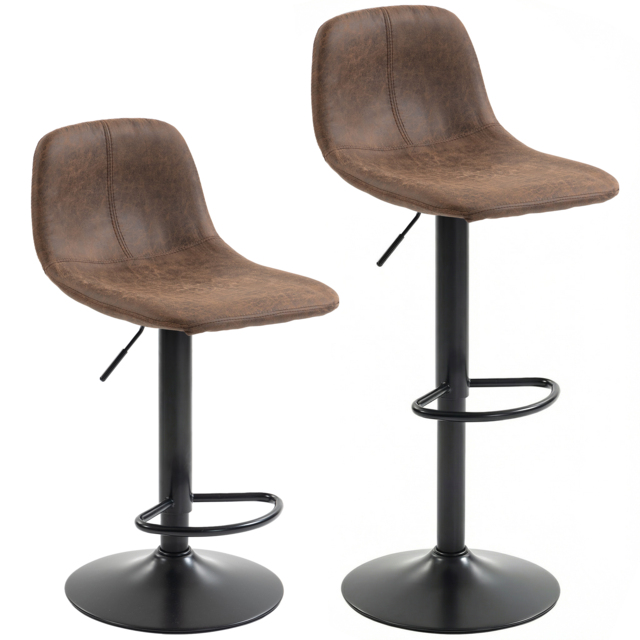 HOMCOM Bar Stools Set of 2, Modern Swivel Barstools with Footrest for Kitchen Island and Dining Room, Brown - image 1