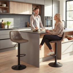 HOMCOM Bar Stools Set of 2, Modern Swivel Barstools with Footrest for Kitchen Island and Dining Room, Brown - thumbnail 2