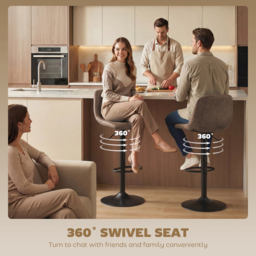 HOMCOM Bar Stools Set of 2, Modern Swivel Barstools with Footrest for Kitchen Island and Dining Room, Brown - thumbnail 5
