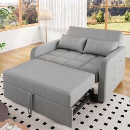 Multifunctional Folding Sofa Bed with Adjustable Backrest and 2 Cushions, Daybed for Compact Flats, 127L x 75-180W x 94H cm, Dark Grey - Aosom UK - thumbnail 7
