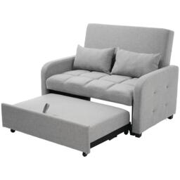 Multifunctional Folding Sofa Bed with Adjustable Backrest and 2 Cushions, Daybed for Compact Flats, 127L x 75-180W x 94H cm, Dark Grey - Aosom UK - thumbnail 9