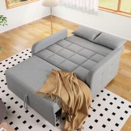 Multifunctional Folding Sofa Bed with Adjustable Backrest and 2 Cushions, Daybed for Compact Flats, 127L x 75-180W x 94H cm, Dark Grey - Aosom UK - thumbnail 8
