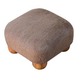 Solid Wood Faux Fur Nordic Footstool with High-Resilience Cushioning, Upholstered Square Seat with Drawer, 42L x 42W x 28H cm, Brown - Aosom UK - thumbnail 9