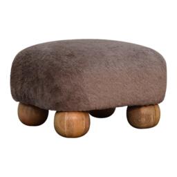 Solid Wood Faux Fur Nordic Footstool with High-Resilience Cushioning, Upholstered Square Seat with Drawer, 42L x 42W x 28H cm, Brown - Aosom UK - thumbnail 8