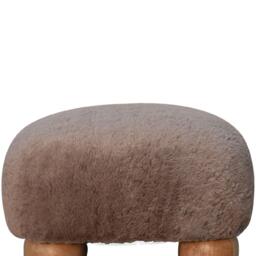 Solid Wood Faux Fur Nordic Footstool with High-Resilience Cushioning, Upholstered Square Seat with Drawer, 42L x 42W x 28H cm, Brown - Aosom UK - thumbnail 4