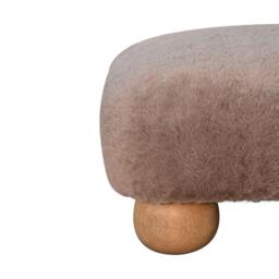 Solid Wood Faux Fur Nordic Footstool with High-Resilience Cushioning, Upholstered Square Seat with Drawer, 42L x 42W x 28H cm, Brown - Aosom UK - thumbnail 5