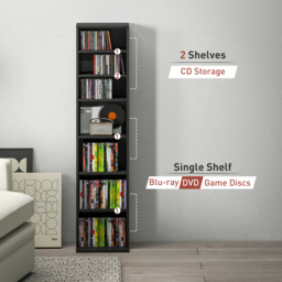 HOMCOM 260 Narrow CD Storage Unit - Black - thumbnail 8