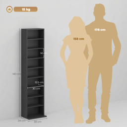 HOMCOM 260 Narrow CD Storage Unit - Black - thumbnail 3