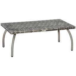 Outsunny Rattan Alfresco Table: Weather-Defying Wicker Companion for Patio, Garden & Balcony, Grey - Aosom UK