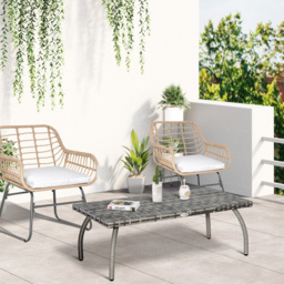 Outsunny Rattan Alfresco Table: Weather-Defying Wicker Companion for Patio, Garden & Balcony, Grey - Aosom UK - thumbnail 2