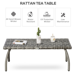 Outsunny Rattan Alfresco Table: Weather-Defying Wicker Companion for Patio, Garden & Balcony, Grey - Aosom UK - thumbnail 4