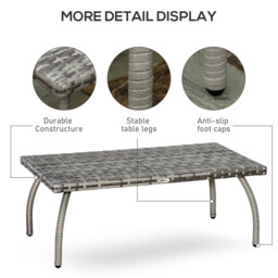 Outsunny Rattan Alfresco Table: Weather-Defying Wicker Companion for Patio, Garden & Balcony, Grey - Aosom UK - thumbnail 6