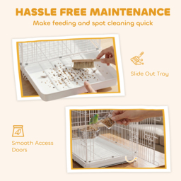 PawHut Bird Cage Foldable Portable Budgie Cage with Wooden Perch 2 Bowls for Travel 49 x 31 x 40 cm Black - thumbnail 6