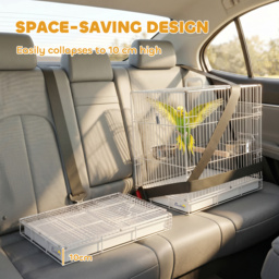 PawHut Bird Cage Foldable Portable Budgie Cage with Wooden Perch 2 Bowls for Travel 49 x 31 x 40 cm Black - thumbnail 5